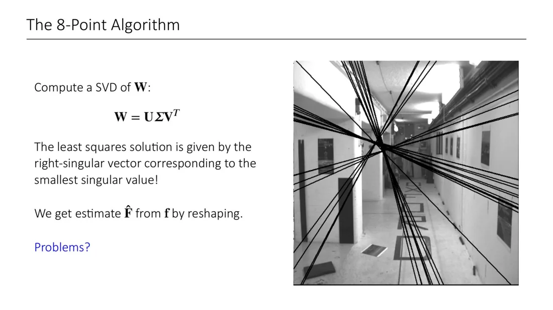 Epipolar lines from the raw estimate do not meet in one point