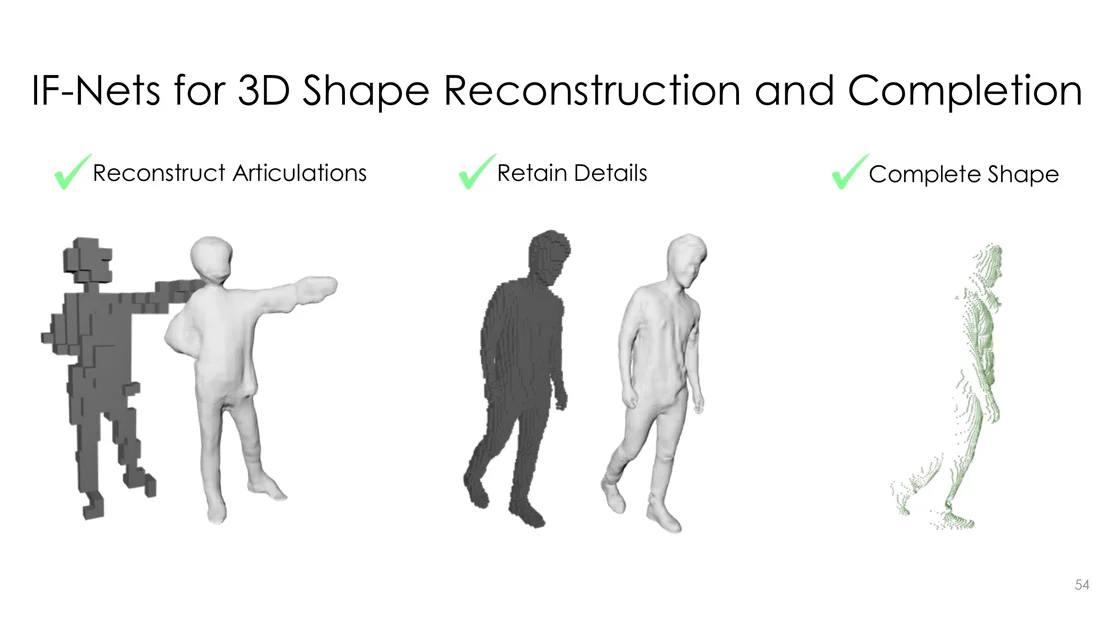 IF-Nets reconstruct articulations, retain details and complete shapes