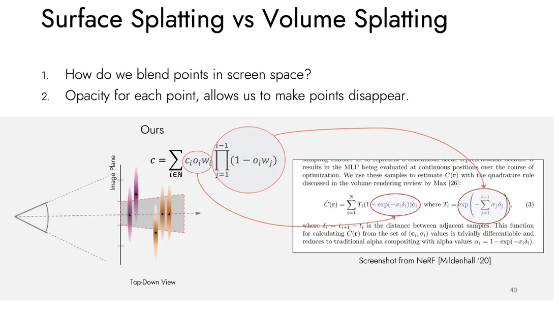 3DGS blending formula compared with the NeRF formula